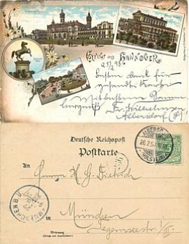 Hannover Theater Litho Theater o 26.2.1898 Postman stamp 236