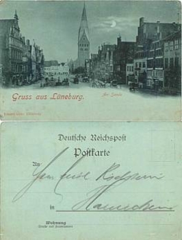 21335 Luneburg Am Sande Moonlight card used. ca.1900