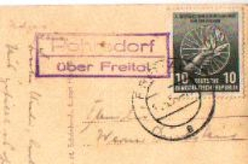 01737 Pohrsdorf country postmark o May 18, 1956 on AK Tharandter Wald
