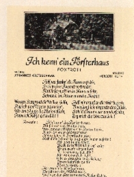 Herbert Roth song card "I know a forester's house" Foxtrot *ca. 1950