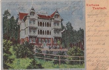 99897 Tambach Kurhaus silk card o approx. 1905 Bahnpost train 568