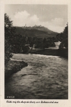 09573 Zschopautal View of the Augustusburg from the Zschopautal * approx. 1950