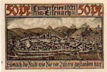 Eisenach, Städtenotgeld, Wert 50 Pfennige, Totalansicht, 1921