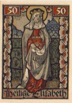 Eisenach, Städtenotgeld, Wert 50 Pfennige, Heilige Elisabeth, 1921