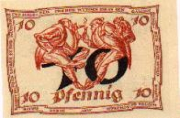 99310 Arnstadt, city emergency money, worth 10 pfennigs, slide on the gallows, 1921