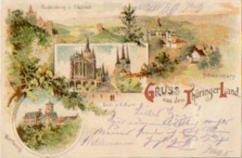 Greetings from Erfurt from Thuringia Litho o 7.7.1903