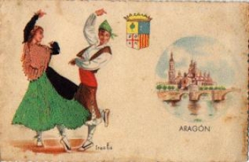 Aragon Iraola Spain embroidered map traditional costume map * ca. 1920