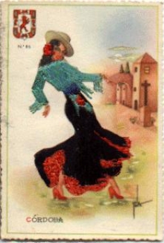 Cordoba Region Spain Traditional Costumes Embroidered Map * ca. 1920