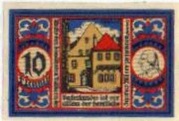 Osnabruck city emergency money worth 10 pfennigs Moserhaus 1921