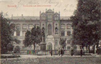 Rostock University with Blucher monument o 24.7.1917