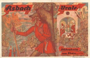 65385 Ruedesheim Asbach-Uralt artist card used. 01/05/1930