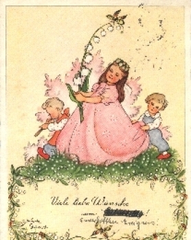 Children butterfly flower artist card angel o 12.8.1953
