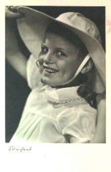 Girl with hat, real photo used 1948
