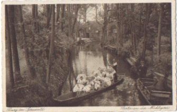 Spreewald traditional costumes on the Mühlspree * approx. 1920