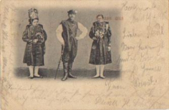 Man with two women traditional costumes o 1898