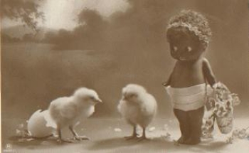 colored doll with chick real photo * approx. 1930