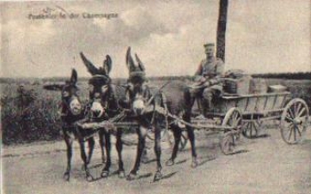 1. WK, Mauleselkutsche Militär Postholer o 25.6.1917Mauleselkutsche Deutscher Postholer 1. WK o 25.6.1917