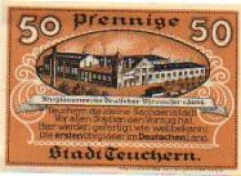 06682 Teuchern city emergency money 50 pfennigs watch glass work watchmaker 1921