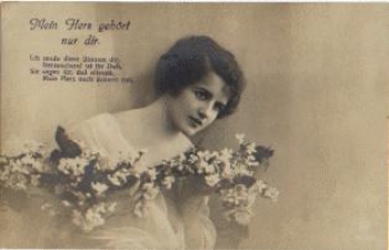 Woman with wreath of flowers o June 15, 1925 Bahnpost Liegnitz - Kand... Train no. 275