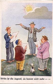 Chorus of men "Youth is beautiful" dog * ca. 1930