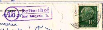 65779 Rettershof country postmark post office stamp o 1955