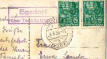 15755 Egsdorf Landpoststempel Posthilfsstellenstempel o 4.8.1958 auf AK Am Teupitz-See, Wusterhausen, Rother 