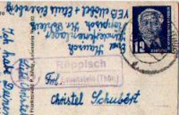 07368 Roppisch country postmark o 1952 on AK reservoir of the Bleiloch-Saale dam