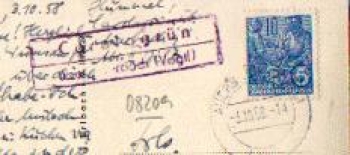 08209 Coralagrun country postmark o October 3, 1958 on AK Auerbach