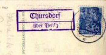 07580 Thursdorf country postmark o 1957 on postcard Rochsburg castle with suspension bridge