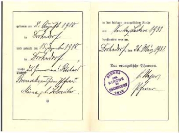 Drohndorf Kirchenausweis des evangelischen Pfarramts 1933