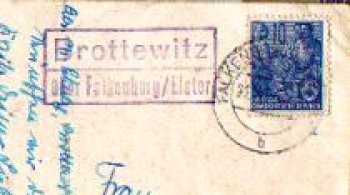 04895 Brottewitz country postmark post office stamp o 2.12. ca.1957 on AK