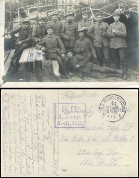 41st Infantry Division 1st Company J.-R.152. Feldpostexpedition o 8.5.1915 on photo card