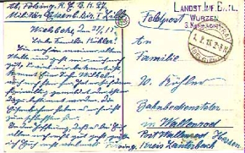 Wurzen 1.WK Landsturm infantry Batalin 3rd company o 1.2.16 on AK Ypres