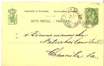 Luxembourg postal stationery 5 cents o April 20, 1903