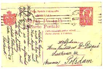 Romania postal stationery 1 leu o 18.11.1921