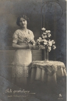 Young woman greeting card series S.L.J.F.F. 3803-6 o 1914