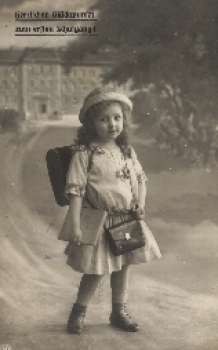 Back to school girl with school bag o April 15, 1917