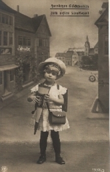 Back to school, girl, school bag, bag, gebr. circa 1920