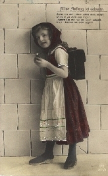 Back to school, girl, school bag, o 1917