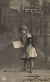 Schulanfang, Mädchen, Schultasche, o 1917, Serienkarte Nr. 6067 4