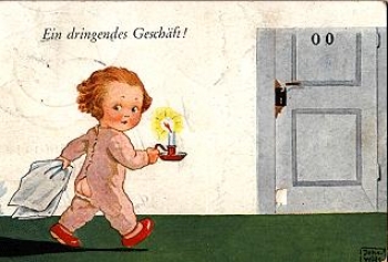 Child with candle "An urgent business" toilet o 19.11.1931