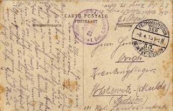 Field postcard Reserve Invanterie Regiment No. 241 1st Battalion 2nd Company o April 8th, 2015