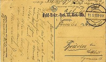Feld-Rekruten-Depot 13 Reserve-Division Feldpostkarte o 11.9.1917