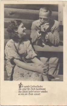 Couple man playing harmonica series 2884 o 1950