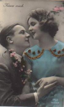 Lovers kiss series card 63322/3 o April 25, 1929