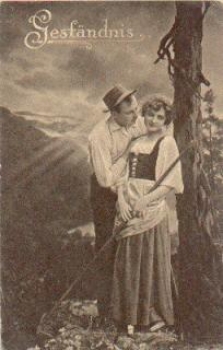 Paar im Wald, Rechen, Geständnis, gebr. ca. 1910