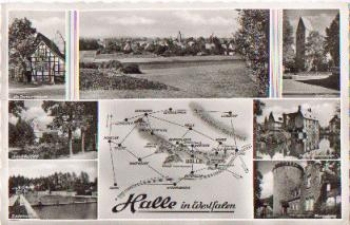 33790 Halle Westphalia with map, gebr. circa 1960