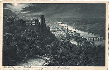 Heidelberg vom Wolfsbrunnenweg Mondscheinkarte *ca. 1910