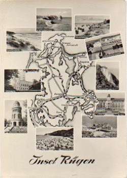 18550 Insel Rugen Landkarten-AK *ca. 1955