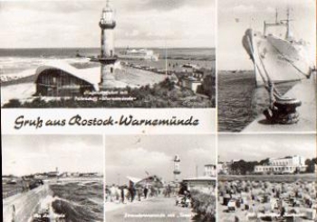 Warnemuende lighthouse postcard o 19.7.1979